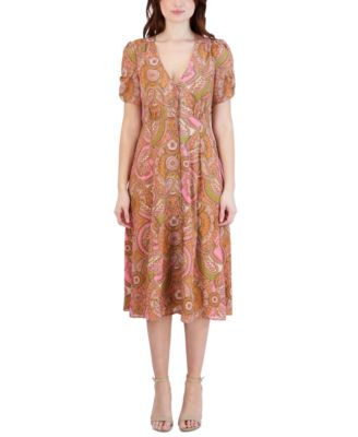 BCBGeneration - Women's Paisley-Print Button-Front Dress