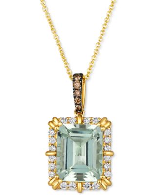 Le Vian - Mint Julep Quartz (3-3/4 ct. t.w.) & Diamond (1/3 ct. t.w.) Adjustable 20" Pendant Necklace in 14k Gold