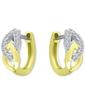 Giani Bernini - Cubic Zirconia Link Small Huggie Hoop Earrings, 0.55"