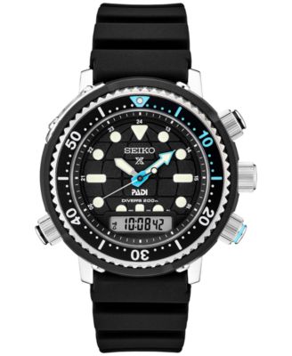 Seiko - Men's Automatic Analog Digital Prospex Black Rubber Strap Watch 47mm