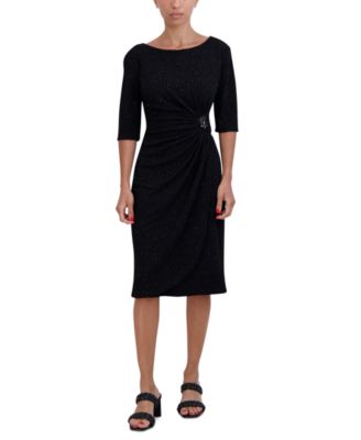 Robbie Bee - Petite Glitter-Knit Embellished A-Line Dress