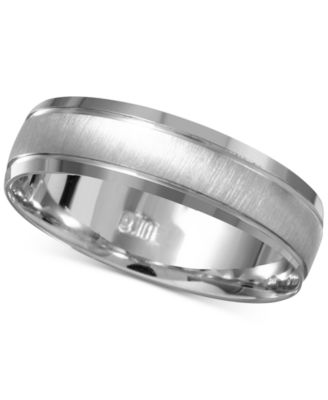 Macy's Brand - Men's Beveled Edge Satin Finish Comfort Fit Wedding Band in 14k White Gold
