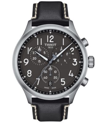 Tissot - Men's Swiss Chronograph XL Anthracite Leather Strap Watch 45mm