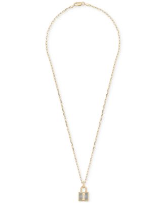 Wrapped - Diamond Padlock 18" Pendant Necklace (1/6 ct. t.w.) in 14k Gold-Plated Sterling Silver