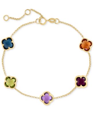 EFFY Collection - Multi-Gemstone Clover Link Bracelet (6-3/4 ct. t.w.) in 14k Gold