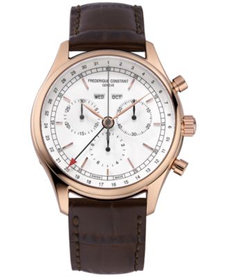 Frederique Constant - Men's Swiss Chronograph Brown Leather Strap Watch 40mm
