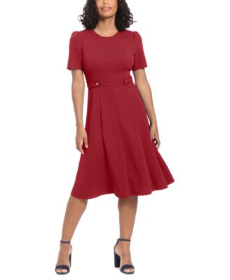London Times - Petite Fit & Flare Scuba Crepe Midi Dress
