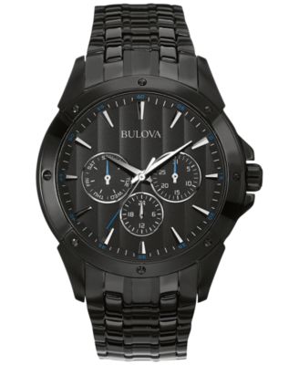 Bulova - Men's Black Ion-Plated Stainless Steel Bracelet Watch 43mm 98C121