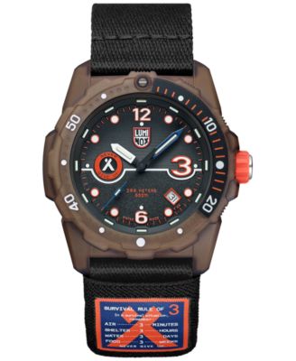 Luminox - Men's Swiss Bear Grylls x TIDE Recycled Ocean Material Rule of 3 Sea Series Black Rubber Strap Watch 42mm