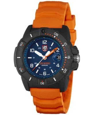 Luminox - Men's Swiss Navy Seal Magnifying Glass Dive Orange Rubber Strap Watch 45mm