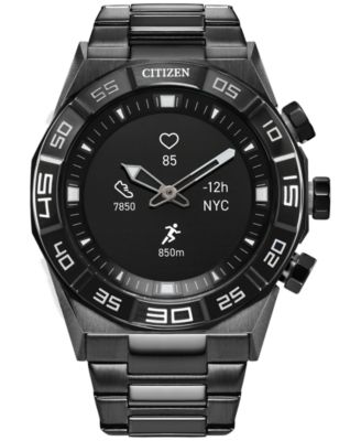 Citizen - Men's CZ Smart Hybrid HR Grey Ion-Plated Stainless Steel Bracelet Smart Watch 44mm