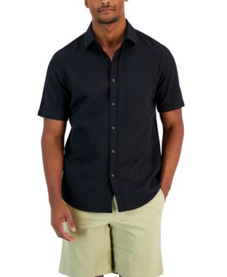 Alfani - Men's Short-Sleeve Solid Textured Shirt