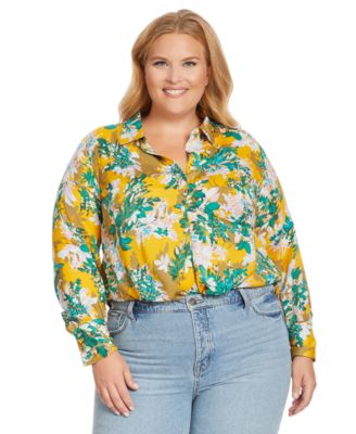 Jessica Simpson - Trendy Plus Size Bodie Floral-Print Shirt