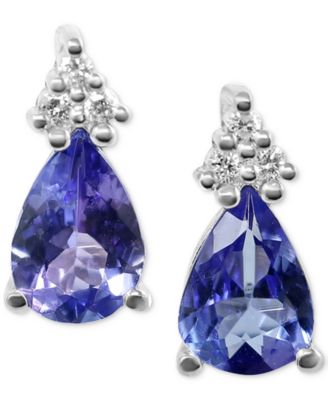 Macy's Brand - Tanzanite (1-1/6 ct. t.w.) & Diamond (1/20 ct. t.w.) Stud Earrings in Sterling Silver
