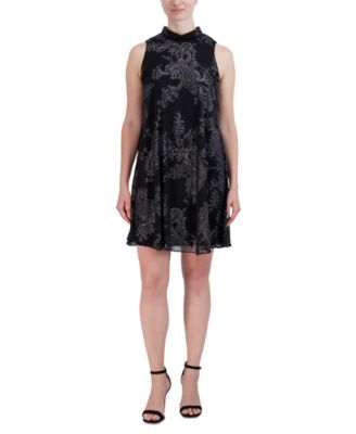 Robbie Bee - Petite Printed Embellished Sleeveless Dress