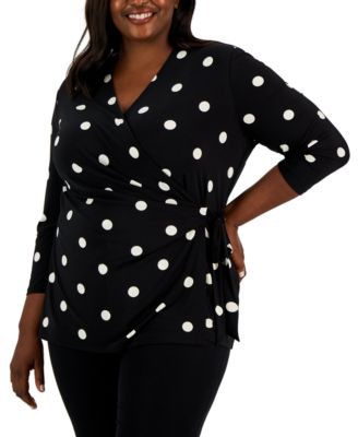 Anne Klein - Plus Size 3/4-Sleeve Wrap Top