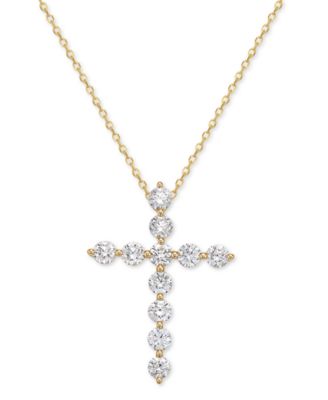 Macy's Brand - Diamond Cross Pendant Necklace (1 ct. t.w.), 16" + 2" extender