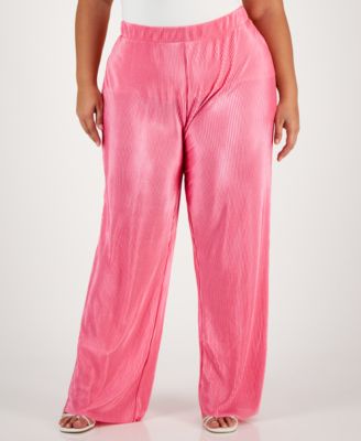 FULL CIRCLE TRENDS - Trendy Plus Size Textured Wide Leg Pants