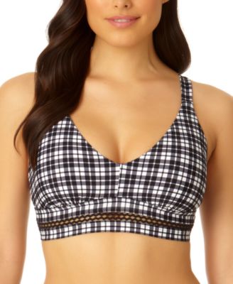 Anne Cole - Women's Rickrack-Inset Plaid Bikini Top