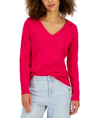 Charter Club - Cotton Long-Sleeve V-Neck T-Shirt