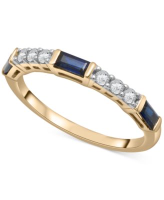 Macy's - Lab-Created Blue Sapphire (3/8 ct. t.w.) & Lab-Created White Sapphire (1/5 ct. t.w.) Stack Ring in 14k Gold-Plated Sterling Silver