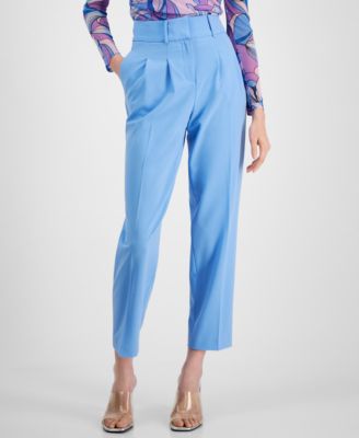 Bar III - Women's Bi-Stretch Pleated Straight-Leg Ankle Pants