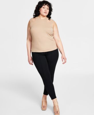 Bar III - Plus Size Shoulder Cutout Ribbed Tank Top