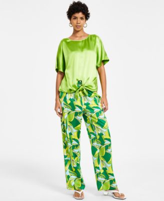 Bar III - Women's Crewneck Short-Sleeve Tie-Hem Top