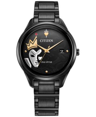 Citizen - Women's Disney Evil Queen Black-Tone Stainless Steel Bracelet Watch 37mm Gift Set