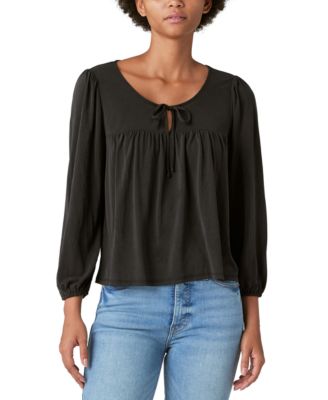 Lucky Brand - Women's Sandwash Scoop Neck Tie Front Top