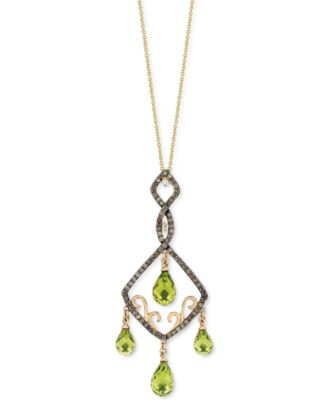 Le Vian - Green Apple Peridot (7-1/3 ct. t.w.), Chocolate Diamonds (5/8 ct. t.w) & Vanilla Diamonds (1/20 ct. t.w.) Pendant Necklace in 14k Yellow Gold, 18"