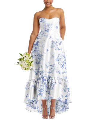Alfred Sung - Women's Strapless High-Low Ruffled-Hem Gown