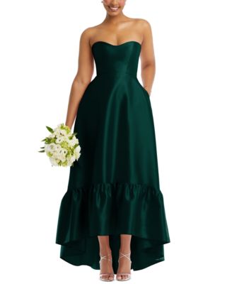 Alfred Sung - Women's Strapless Ruffled High-Low Gown