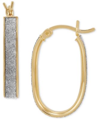 Macy's Brand - Oval Glitter Small Hoop Earrings