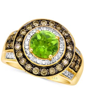 Le Vian - Green Apple Peridot (1-1/3 ct. t.w.) & Diamond (3/4 ct. t.w.) Halo Ring in 14k Gold