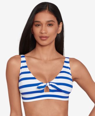 Lauren Ralph Lauren - Women's Tie-Front Striped Keyhole Bikini Top