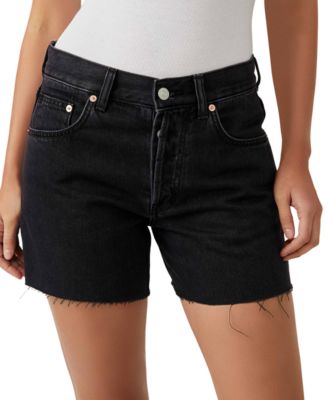 Free People - Women's Ivy Cotton Mid-Rise Raw-Hem Shorts
