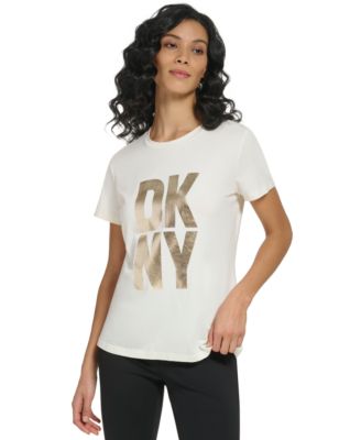 DKNY - Women's Short-Sleeve Metallic Logo T-Shirt