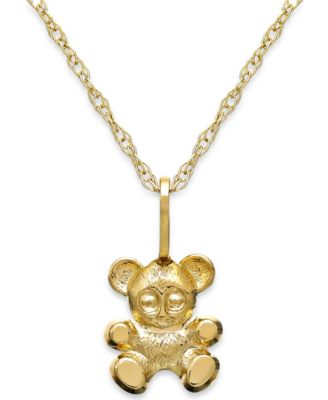 Macy's Brand - Children's Teddy Bear Teddy Bear Pendant Necklace in 14k Gold