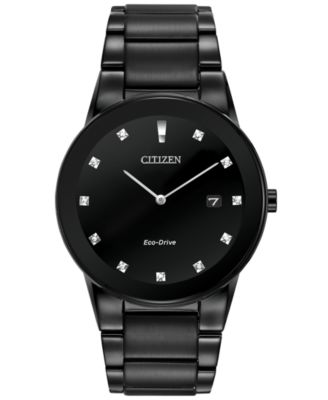 Citizen - Men's Eco-Drive Axiom Diamond Accent Black Ion-Plated Stainless Steel Bracelet Watch 40mm AU1065-58G