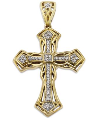 Macy's Brand - Men's Diamond Cross Pendant in 10k Gold (1/6 ct. t.w.)