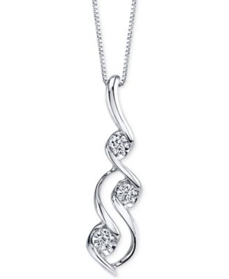 Macy's - Diamond Swirled Pendant Necklace (1/10 ct. t.w.) in 14k White Gold