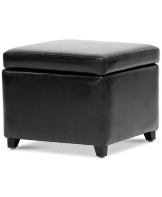 Furniture - Brant Small Leather Storage Cube Ottoman