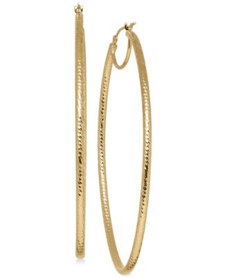 Italian Gold - Oval Hoop Earrings in 14k Gold