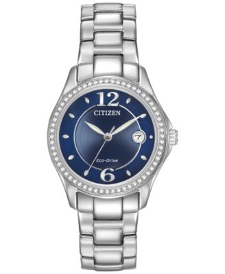 Citizen - Women's Eco-Drive Swarovski Crystal-Accented Stainless Steel Bracelet Watch 29mm FE1140-86L