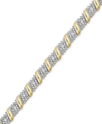 Macy's Brand - Diamond Diagonal Bar Bracelet (1/4 ct. t.w.) in 14k Gold-Plated Sterling Silver