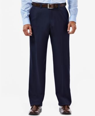 Haggar - Men's Stria Classic Fit Flat Front Hidden Expandable Dress Pants