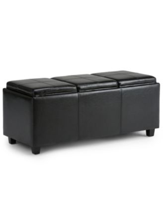 Simpli Home - Fabric Rectangular Storage Ottoman with 3 Trays, Direct Ship