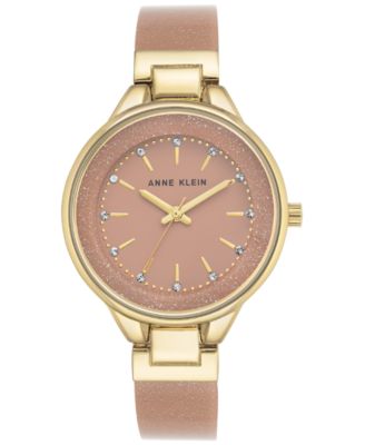 Anne Klein - Women's Pink and Gold Shimmer Resin Bangle Bracelet Watch 36mm AK-1408LPLP