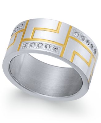 Sutton by Rhona Sutton - Men's Two-Tone Modern Cubic Zirconia Ring